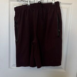 Men's Athletic Maroon Shorts with Zipper Pockets